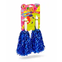 Pompone Majorete „Cheering Squad”, Set de 2 Bucăți, Accesorii Petrecere, Albastru Metalizat