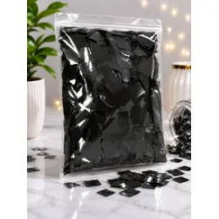 Confeti Glitter Negru Metalizat din PET, Formă Dreptunghiulară, Dimensiune 5x2 cm