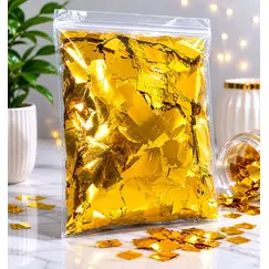 Confeti Glitter Auriu Metalizat din PET, Formă Dreptunghiulară, Dimensiune 5x2 cm