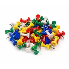 Set Pioneze Multicolore de Birou, din Plastic și Metal, Lungime 2 cm