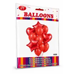 Set Complet cu Baloane din Folie și Latex, 11 Baloane, Roșu