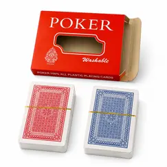 Set 2 Pachete Cărți de Joc Poker, 100% Plastic, Lavabile, Roșu și Albastru