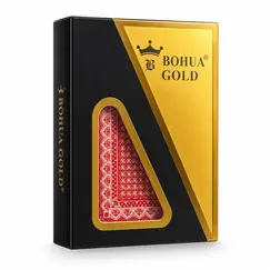 Set Cărți de Joc BOHUA GOLD, Impermeabile din Plastic PVC, Cutie Elegantă de Prezentare, Roșu/Negru