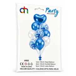 Set Complet cu Baloane din Folie și Latex, 9 Baloane, Albastru