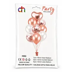 Set Complet cu Baloane din Folie și Latex, 9 Baloane, Bej Rose Gold