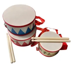 Tobă de Jucărie pentru Copii cu Model Geometric, Set Instrument Muzical de Percuție cu 2 Bețe și Curea Ajustabilă