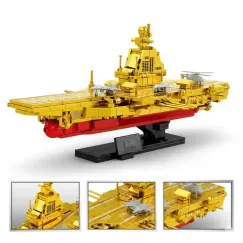 Joc de Construcție Portavion Militar din Cărămizi, Model Navă Maritimă Fujian CV-18 Versiunea Aurie, 1578 Piese