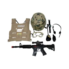 Set de Jucării Armată de Camuflaj pentru Copii, cu Vestă Tactică, Cască, Pușcă și Accesorii Militare