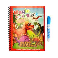 Carte Magică de Colorat cu Apă Magic Water Book, Jucărie Reutilizabilă pentru Copii cu Tematică Dinozauri, Include Marker Special