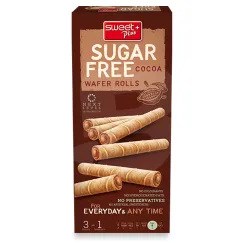 Rulouri de napolitane Sweet Plus Sugar Free cu cremă de cacao fără zahăr, 120g