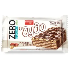 Mini prăjitură tip napolitană Sweet Plus Chudo Zero Sugar Added cu arahide și cremă de cacao, fără zahăr, 38g