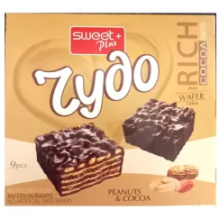 Prăjituri tip napolitană Sweet Plus Chudo cu cremă de alune, alune și glazură de lapte cu cacao, 165g