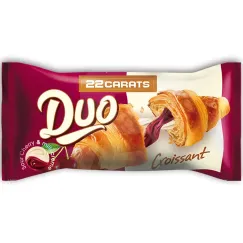 Croissant Sweet Plus 22 CARATS Duo cu cremă de cireșe și lapte, 80g