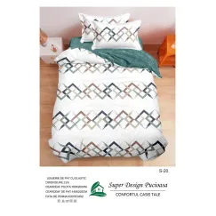 Lenjerie de Pat Single din Finet Super Design Pucioasa, 4 Piese, Cearceaf de Pat cu Elastic 140 x 200 cm, Model S-20