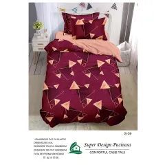 Lenjerie de Pat Single din Finet Super Design Pucioasa, 4 Piese, Cearceaf de Pat cu Elastic 140 x 200 cm, Model S-09