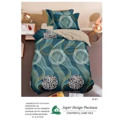 Lenjerie de Pat Single din Finet Super Design Pucioasa, 4 Piese, Cearceaf de Pat cu Elastic 140 x 200 cm, Model S-01