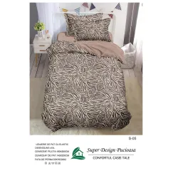 Lenjerie de Pat Single din Finet Super Design Pucioasa, 4 Piese, Cearceaf de Pat cu Elastic 140 x 200 cm, Model S-05