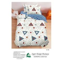 Lenjerie de Pat Single din Finet Super Design Pucioasa, 4 Piese, Cearceaf de Pat cu Elastic 140 x 200 cm, Model S-16