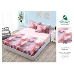 Husă cu elastic din finet model fluturi 3D roz și mov cu 2 fețe perna 160x200 cm