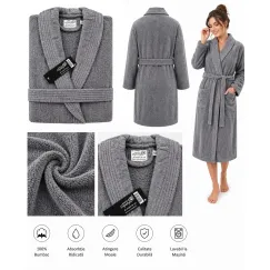 Set Complet Baie: 1 Halat Velur Mărime S/M și 2 Prosoape, Gri