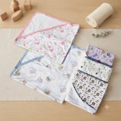 Set 5 Bucăți Pled Imprimat din Bumbac pentru Copii Diverse Imprimeuri 80x80 cm