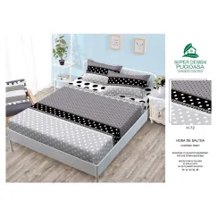 Set Husă de Pat cu Elastic și 2 Fețe de Pernă, Finet, 160x200 cm, Model Buline și Dantelă (H-72)