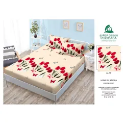 Husă cu Elastic din Finet, Brand Super Design Pucioasa, Model Lalele, 160x200 cm