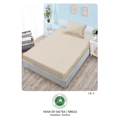 Set Husă de Pat cu Elastic și 1 Față de Pernă, Finet, 140x200 cm, Model Uni Bej (UE-3)