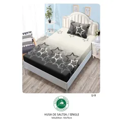 Set Husă de Pat cu Elastic și 1 Față de Pernă, Finet, 140x200 cm, Model Stele Degradé (U-9)