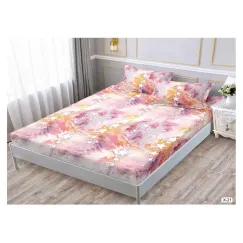 Set Husă de Pat din Finet cu Elastic, 180x200 cm, Model Abstract cu Steluțe, 2 Fețe de Pernă