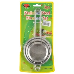 Set de 3 Strecurători din Oțel Inoxidabil, 12 cm, 14 cm și 16 cm