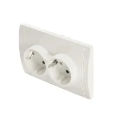 Priză Dublă ST cu Ceramică, Alb, Montaj Îngropat