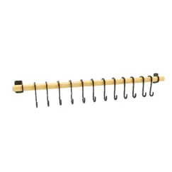Set 5 Agățătoare de Perete din Lemn cu Cârlige Metalice