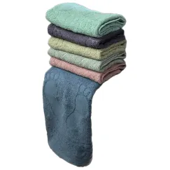 Set 6 prosoape pentru picioare din bumbac 100% cu model contur tălpi 50x70 cm