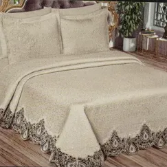 Set lenjerie de pat premium cu cuvertură și dantelă FARAH, 7 piese