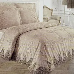 Set pike premium cu cuvertură și dantelă EBRU Cappuccino, 3 piese