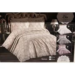 Set pike premium cu cuvertură și dantelă ELA Cappuccino, 3 piese