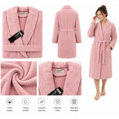 Set Complet Baie: 1 Halat Velur Mărime S/M și 2 Prosoape, Roz