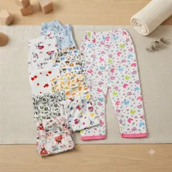 Set 4 Mărimi Pantaloni Copii din Bumbac Imprimat Mărimi 26-32