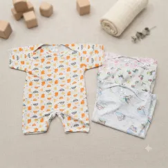 Set 4 Mărimi Salopetă Copii din Bumbac Imprimat Mărimi 22-24