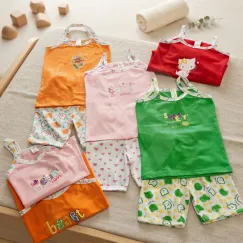 Set 4 Mărimi Pijama Copii cu Pantalon Scurt și Maieu din Bumbac 100% Mărimi 22-24