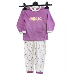 Set 4 Mărimi Pijama Copii Mov din Bumbac 100% Mărimi 22-24