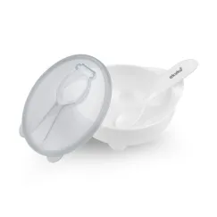 Bol alb cu linguriță și capac etanș, 250 ml