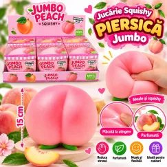 Jucărie Squishy Jumbo Peach, Piersică Parfumată, Moale și Elastică, Antistres, 15 cm