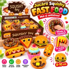 Jucărie Squishy Fast Food din Spumă, Moale și Antistres, 8–10 cm, Diverse Modele