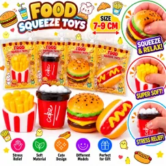Jucărie Squishy Fast Food cu Gel, Moale și Antistres, 7–9 cm, Diverse Modele