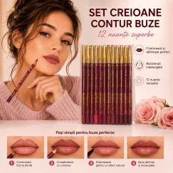 Set Creioane Contur Buze 12 Nuanțe 12/SET