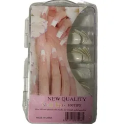 Tipsuri unghii cod D468 set 100 bucăți alb, transparent si nude pentru manichiura profesionala