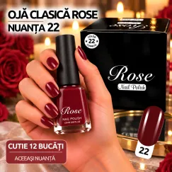 Ojă clasică Rose 12 ml - Nuanța 22 - Set 12 bucăți