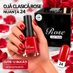 Ojă clasică Rose 12 ml - Nuanța 24 - Set 12 bucăți